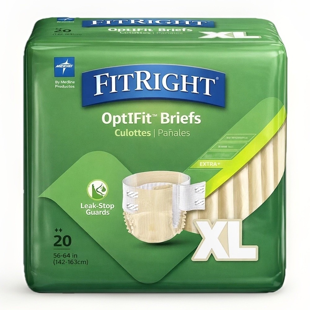 Medline FitRight OptiFit Briefs with Tabs Adult Size XL Incontinence Pants 20 CT